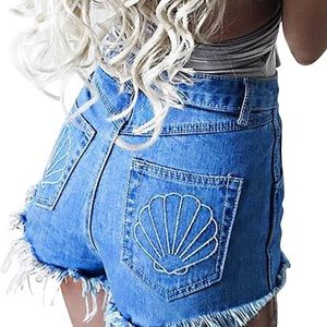 Seashell/Mermaid Denim Shorts